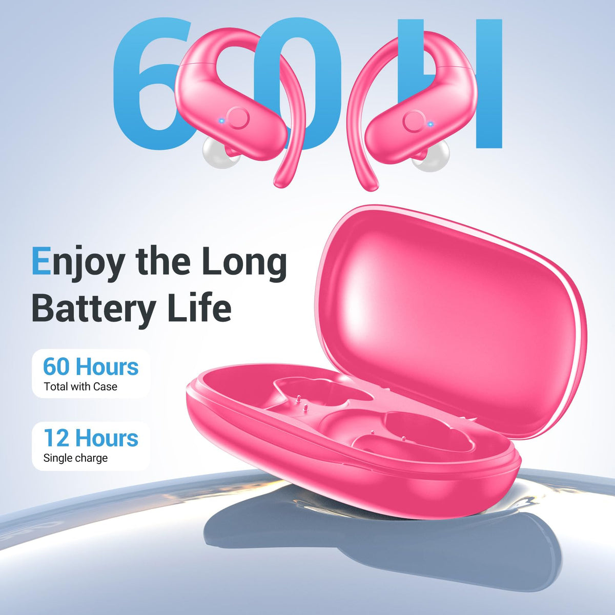 Renmou hot pink earbuds crystal-clear calls icon illustrating call clarity