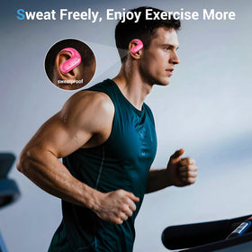 Renmou hot pink earbuds earhooks closeup for secure fit during workouts