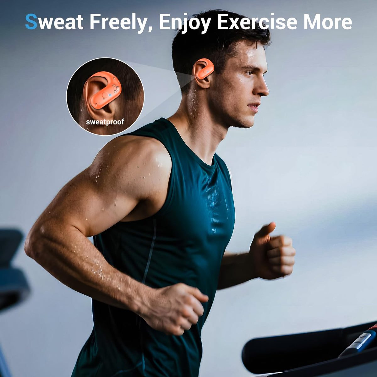 Renmou sport earphones with over-ear design and earhooks for secure runs.