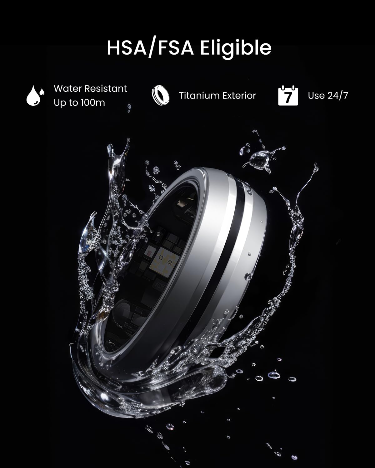 RENPHO Lynx Ring 5ATM waterproof for swimming and rain.