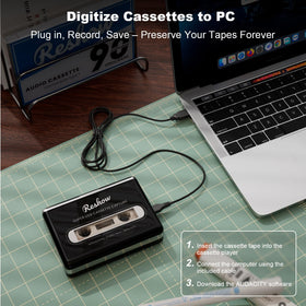 Reshow portable cassette player side view highlights lightweight design for anywhere listening.