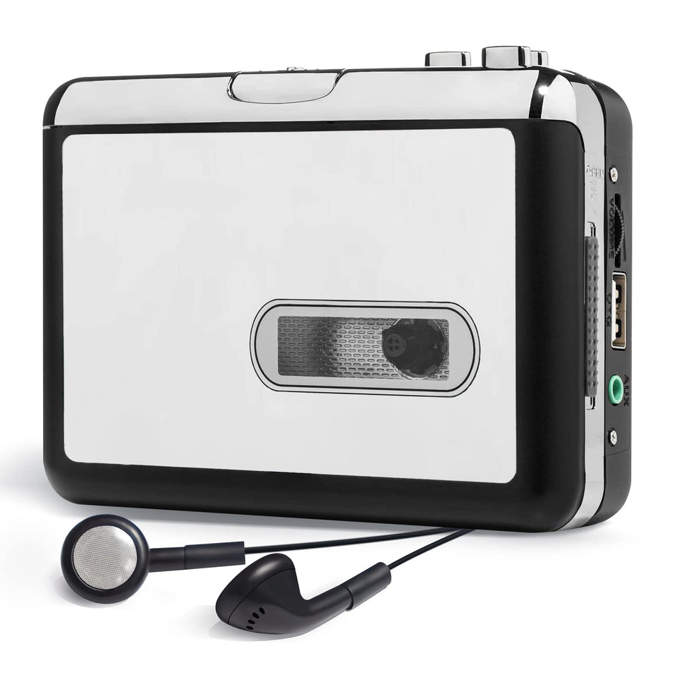 Reshow portable cassette tape player in silver, ideal for enjoying and digitizing your old tapes