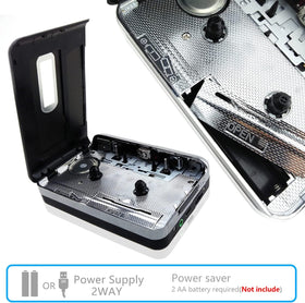 Reshow USB cable connection plugged into player for simple cassette-to-digital conversion