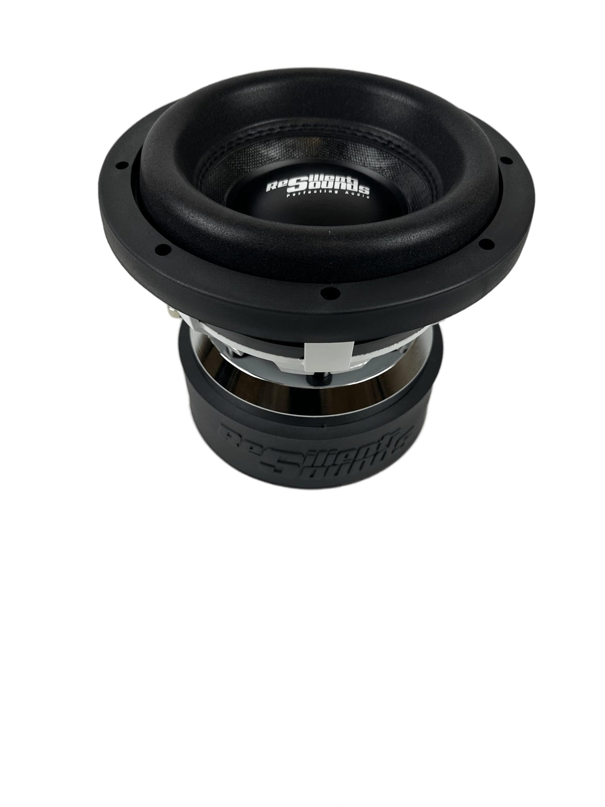 Resilient Sounds Gold 8-In Subwoofer dual D2 voice coil close-up.