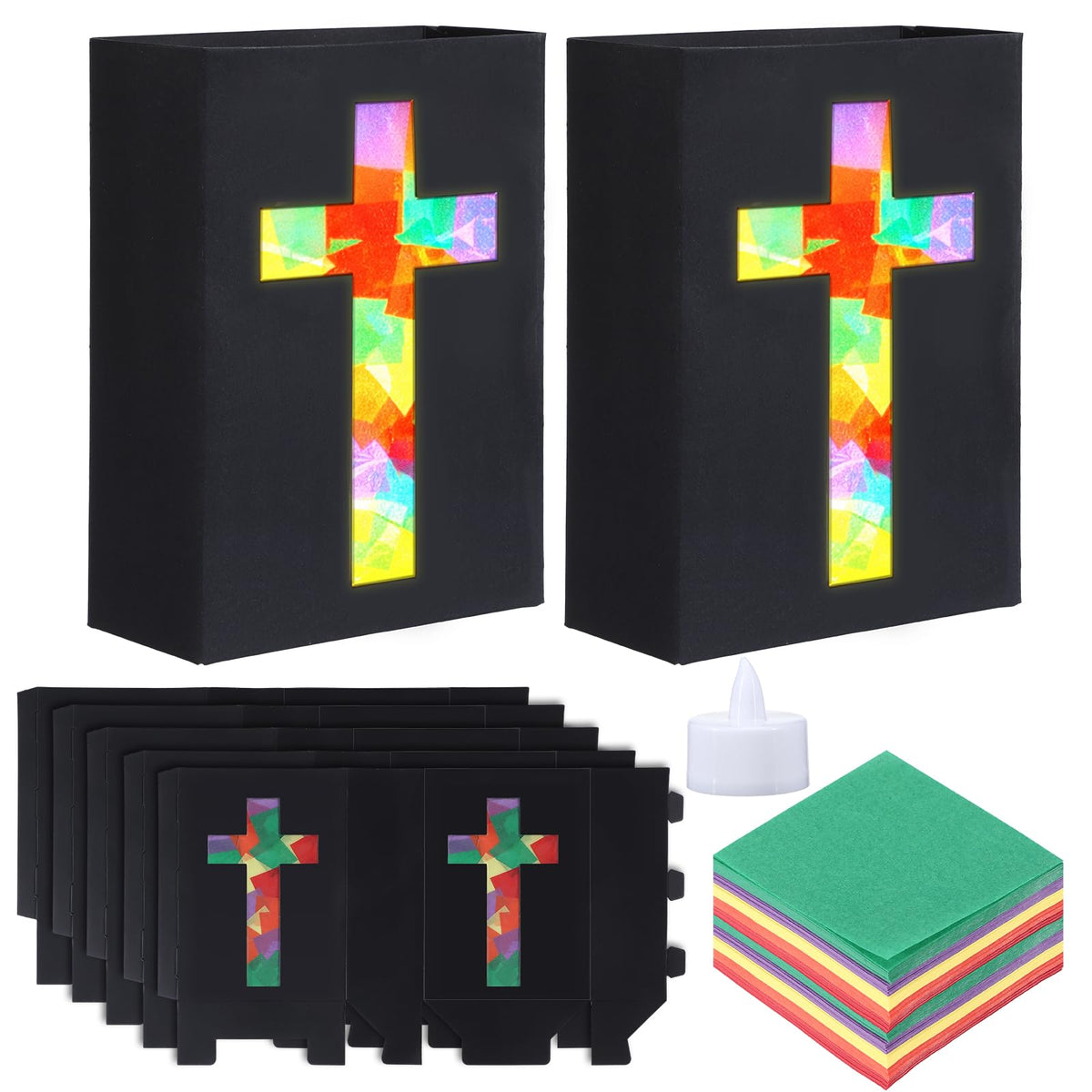 Resurhang cross lantern kit packaging prepared for bulk church crafts