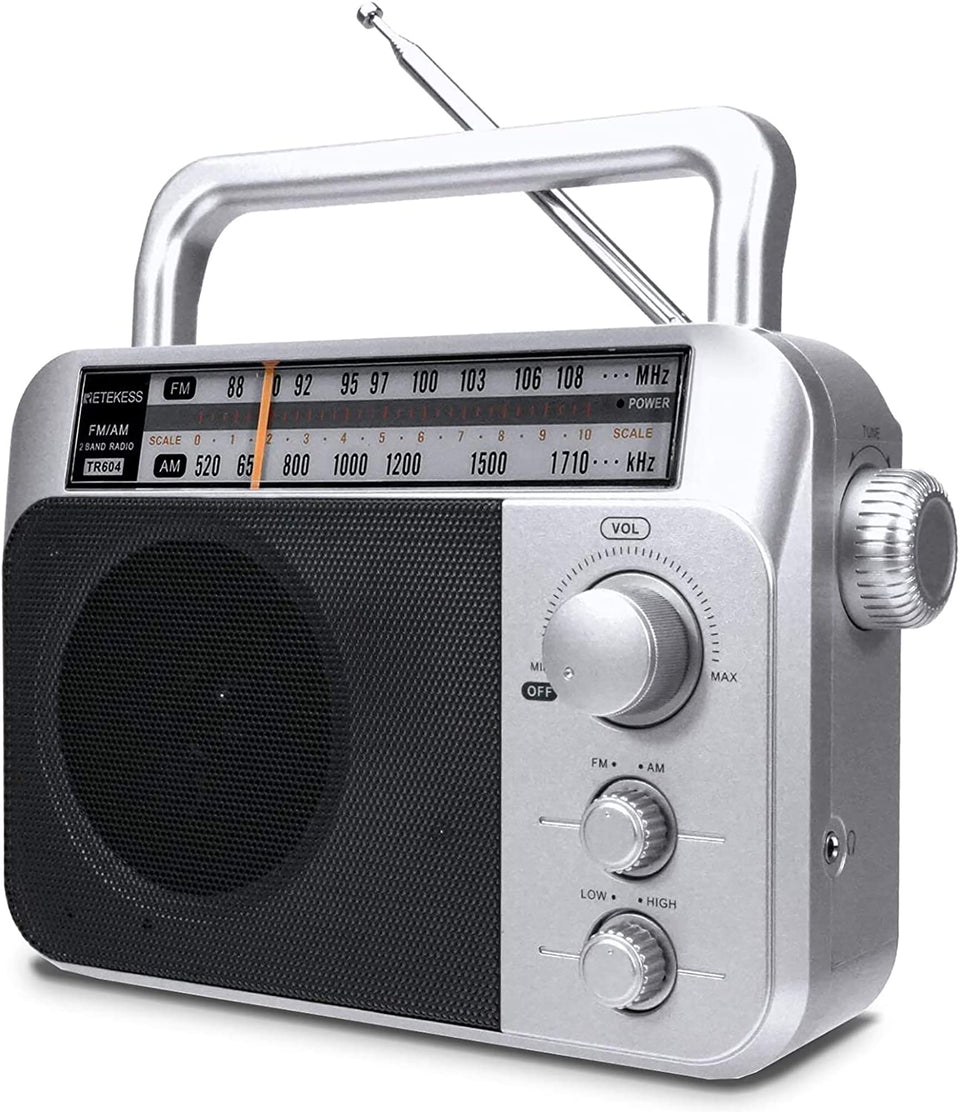 Retekess front panel view showing dial and speaker for clear station access