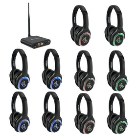 Retekess TA003 headphones front view for silent disco with immersive Hi-Fi sound.