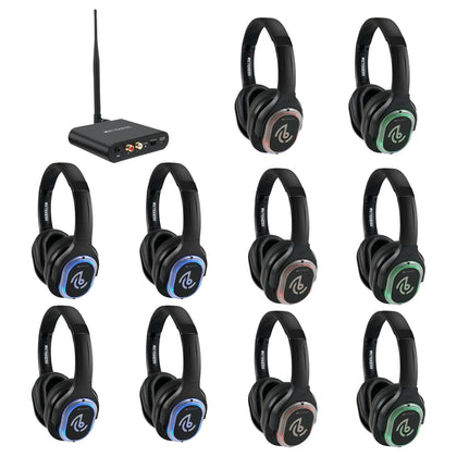 Retekess TA003 headphones front view for silent disco with immersive Hi-Fi sound.