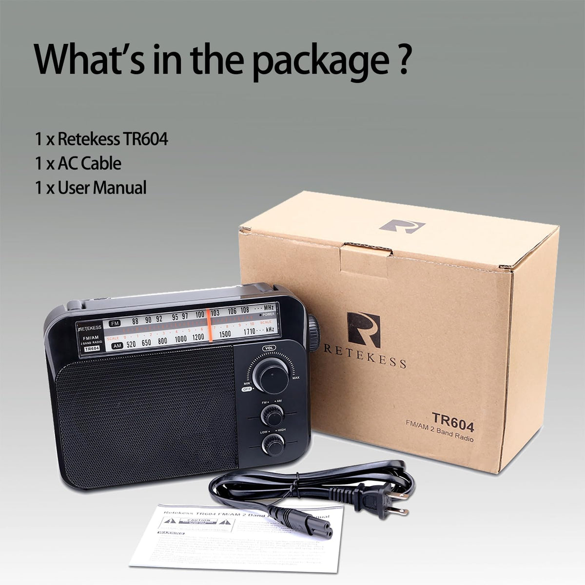 Retekess TR604 open battery compartment showing D-cell power option for long runtime