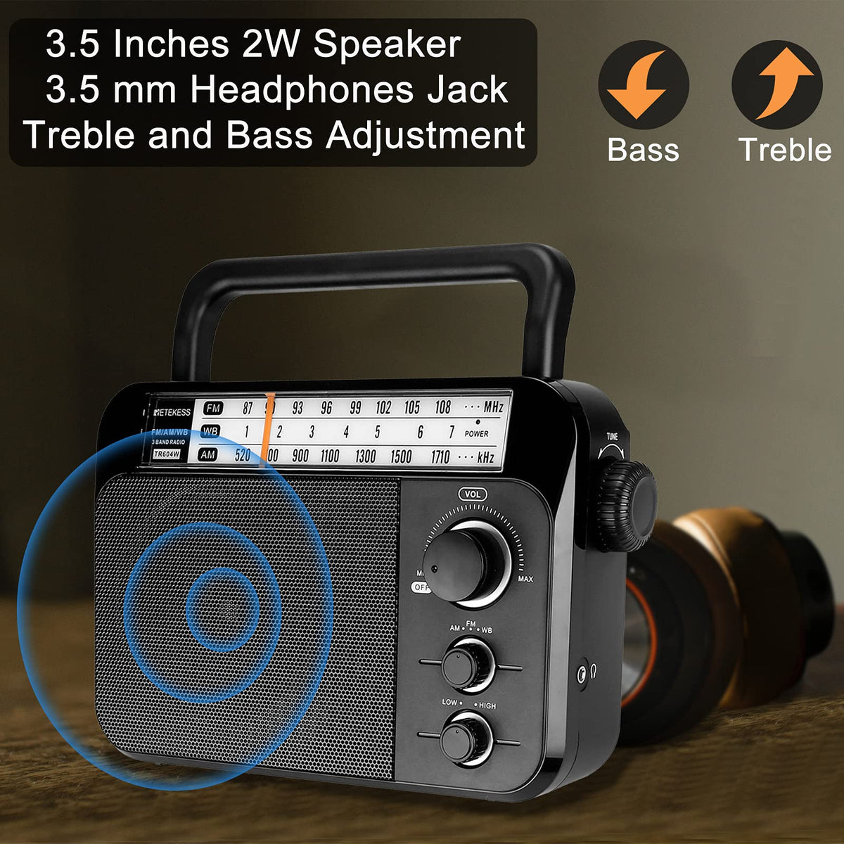 Retekess TR604W battery compartment open showing D battery option for long runtime