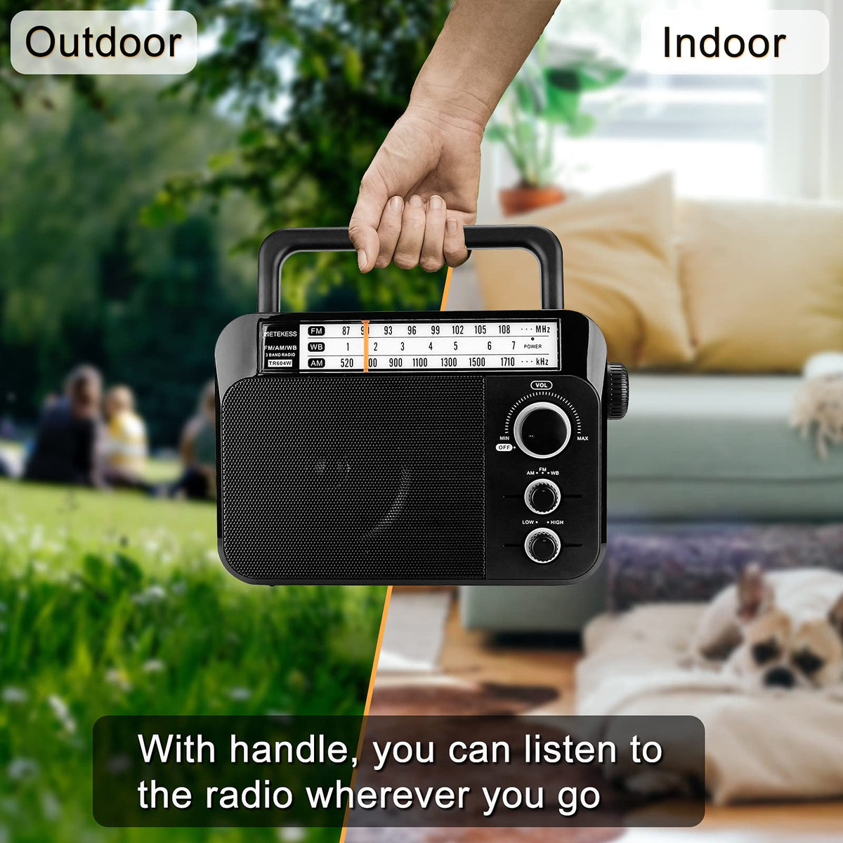 Retekess TR604W side handle view for convenient carrying and portability