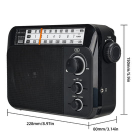 Retekess TR604W held in hand for scale showing compact, travel-friendly size