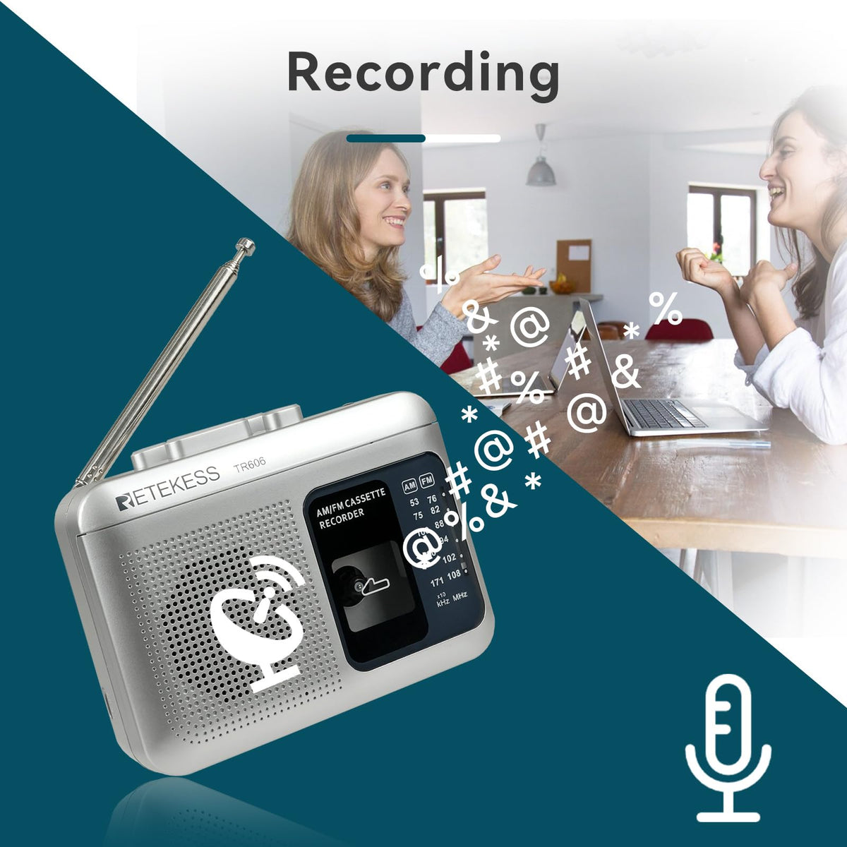 Retekess TR606 aux line-in for PC recording or external audio.