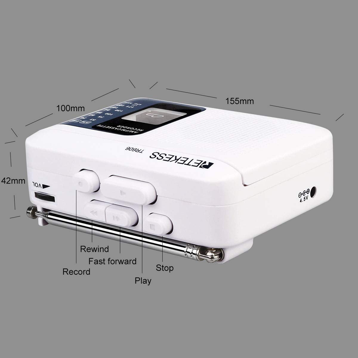 Retekess TR606 recording feature on the side with AUX input for mic