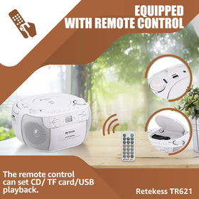 Retekess CD compartment open showing disc playback for versatile formats