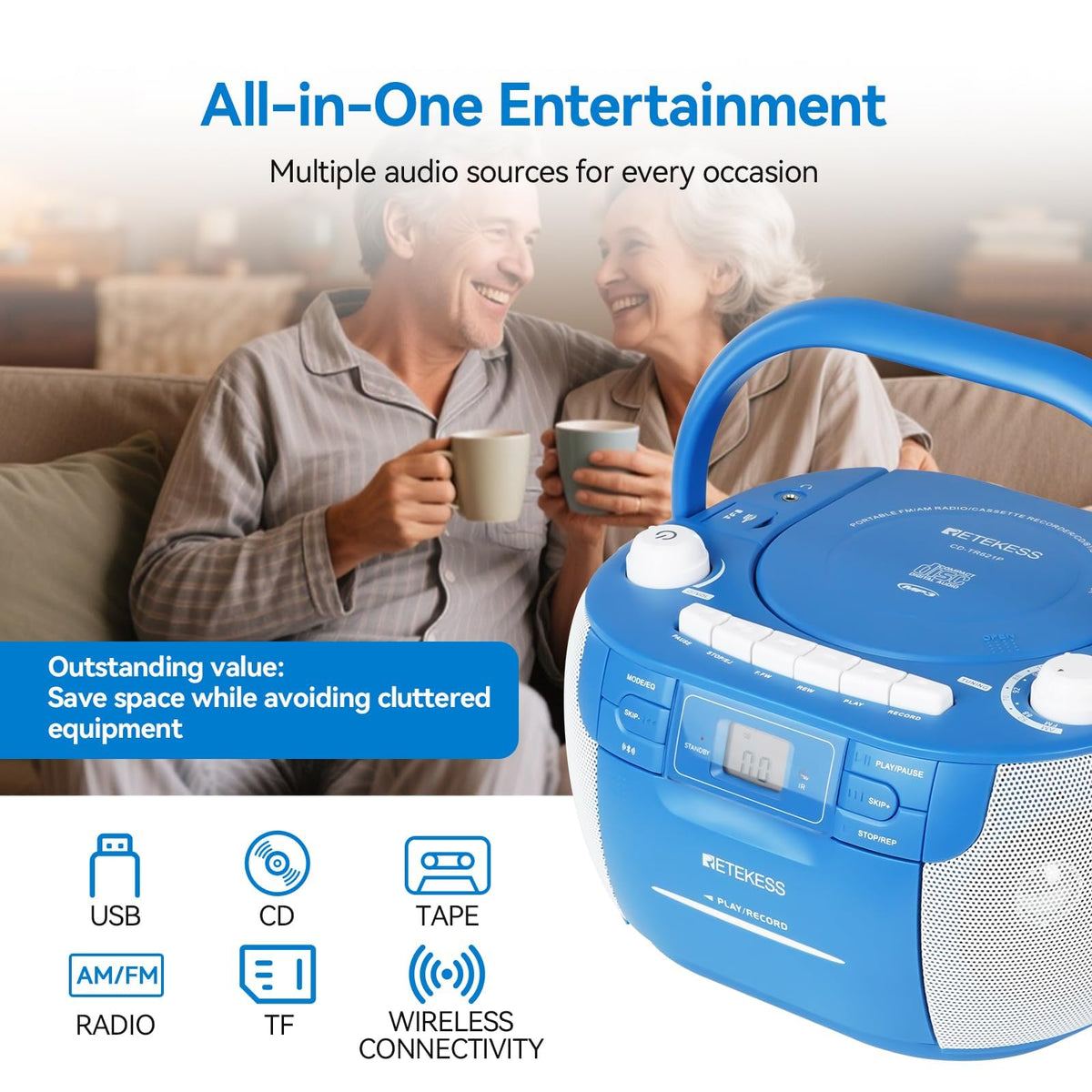 Retekess TR621P AM/FM dial with clear radio reception