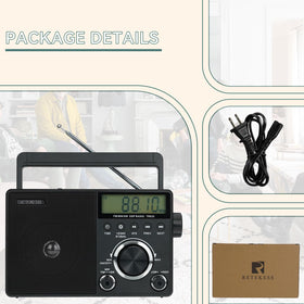 Retekess TR635 at picnic outdoors showing battery operation and portable listening
