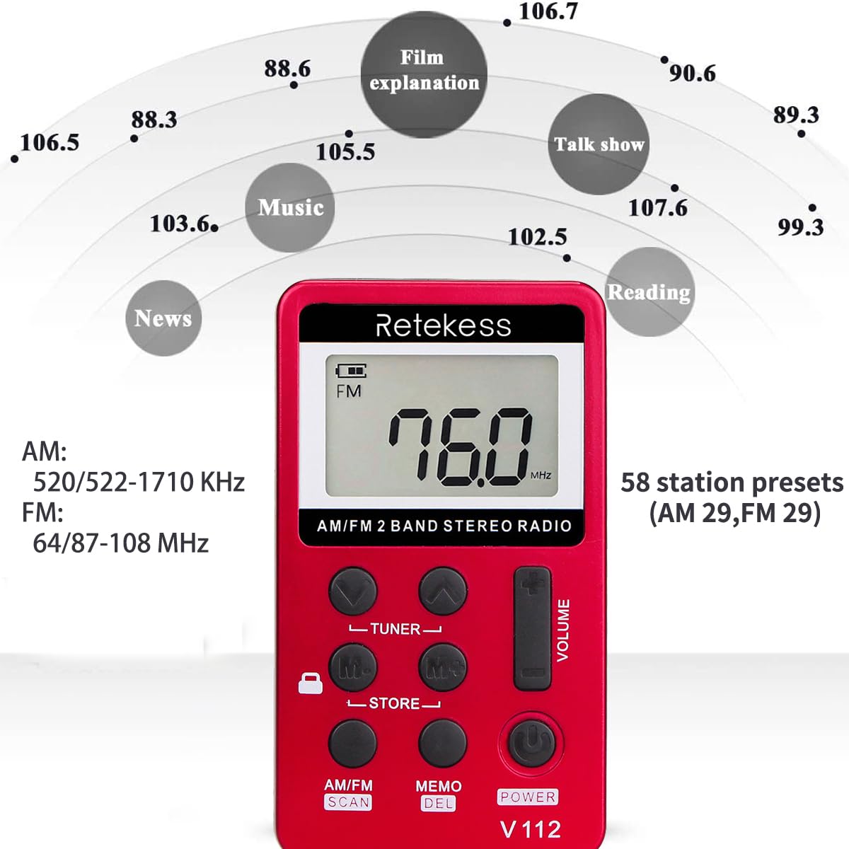 Retekess V112 headphones-as-antenna setup improves reception in weak signals.