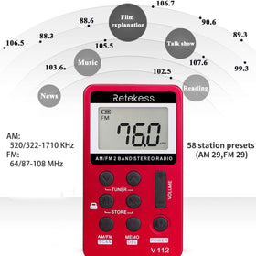 Retekess V112 headphones-as-antenna setup improves reception in weak signals.