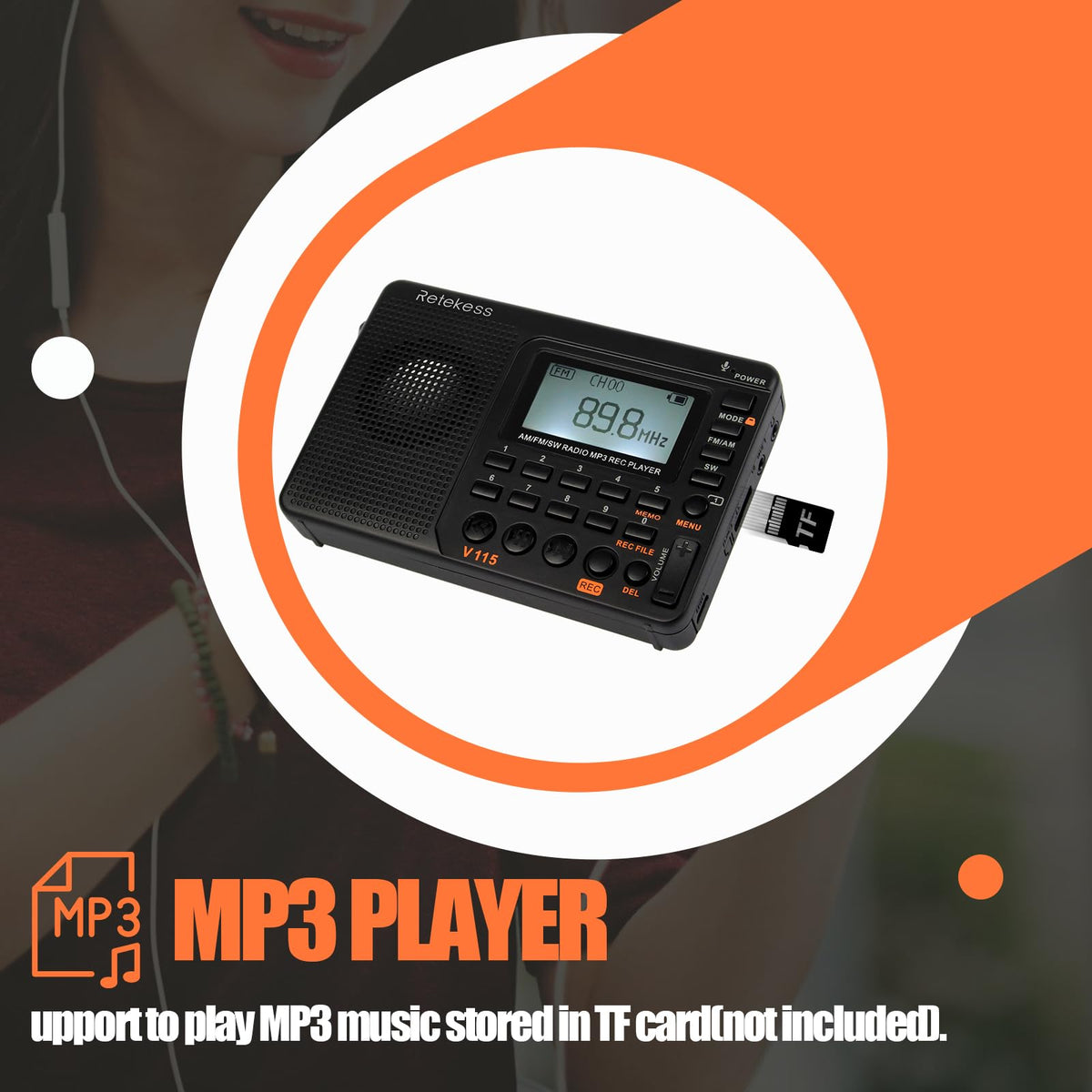 Retekess V115 charging while in use supports continuous listening.