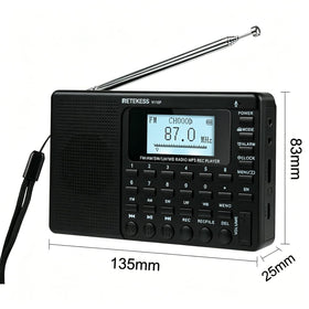 Retekess V115P audio output with portable radio use and built-in speaker