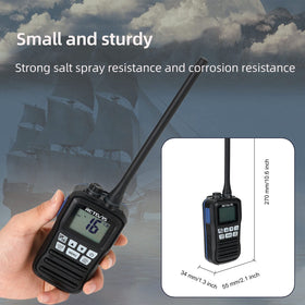 Retevis RM01 floating on water illustrating buoyant design and easy retrieval benefit