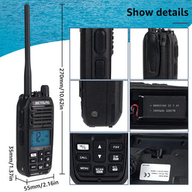 Retevis RM21 mounted on boat console demonstrating instant channel 16 access