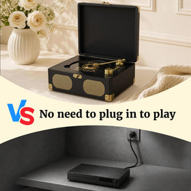RetroAudio next to a book showing compact scale for small spaces