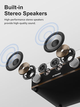 RetroAudio 3-speed belt-drive enables authentic vinyl playback.