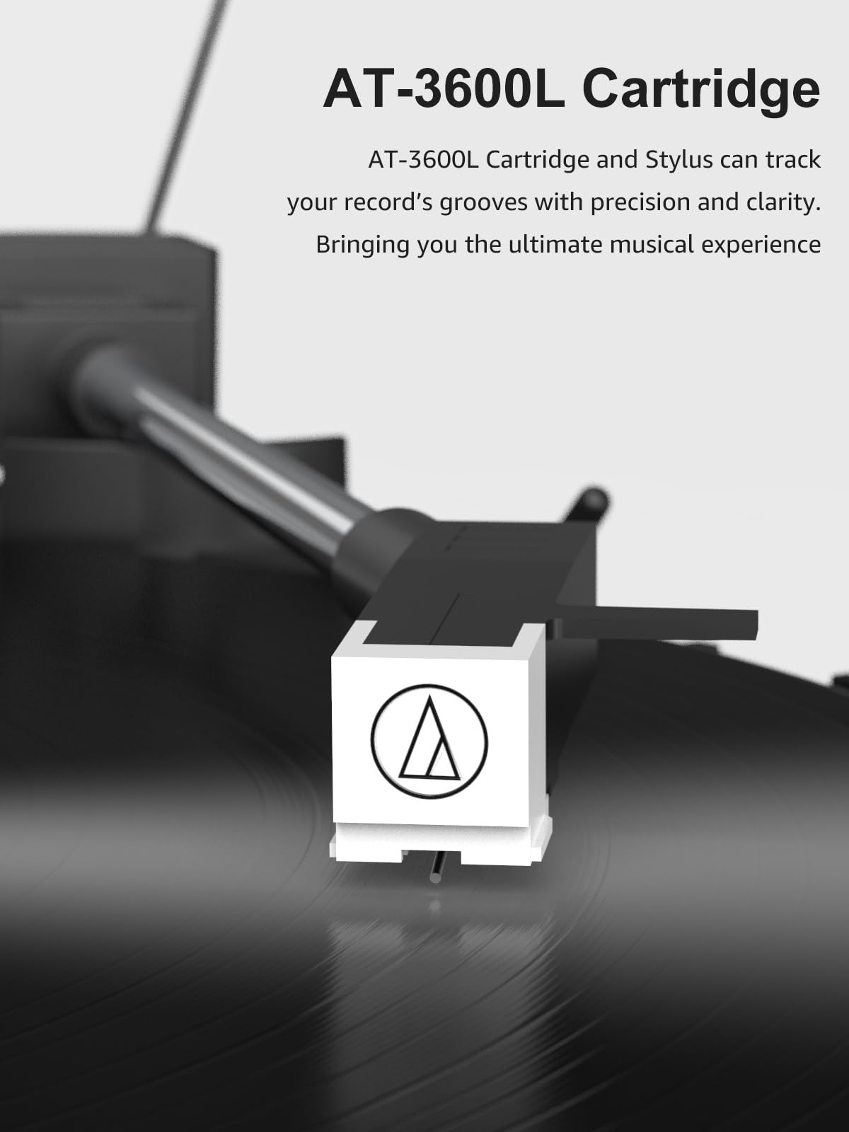 RetroAudio AT-3600L cartridge highlighting precise groove tracking