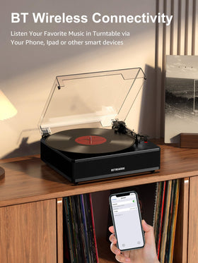 Auto-stop protects records during playback on the RetroAudio turntable
