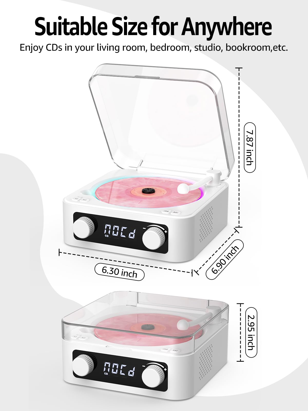 RetroAudio rear view showing USB Type-C, AUX, headphone jack and power port for connectivity