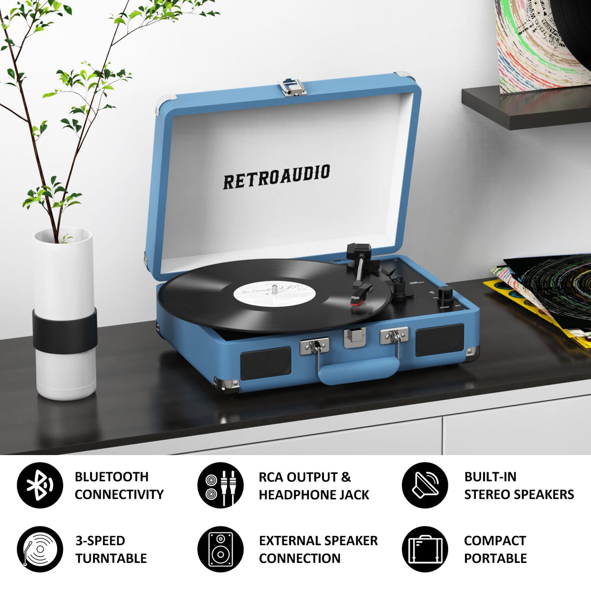 RetroAudio Bluetooth pairing enables wireless music from your phone for easy setup