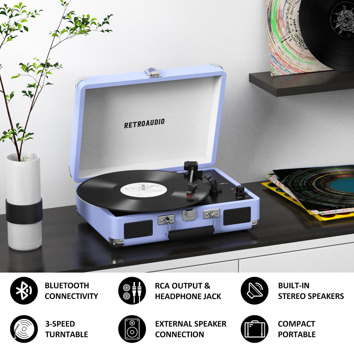 RetroAudio Bluetooth pairing for wireless playback from phones and tablets
