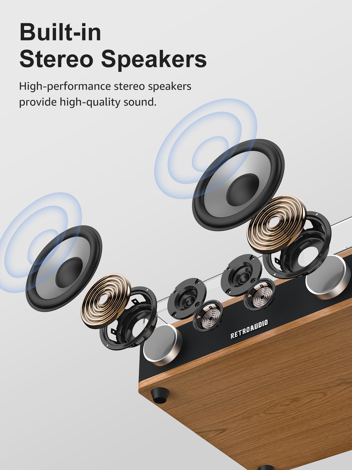 RetroAudio Bluetooth setup showing wireless streaming from a phone