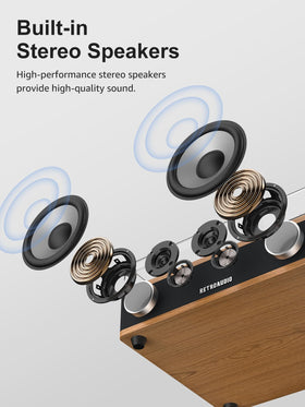 RetroAudio Bluetooth setup showing wireless streaming from a phone