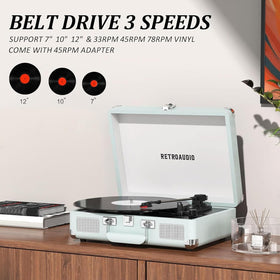 RetroAudio built-in speakers with RCA out, compact setup for any room.