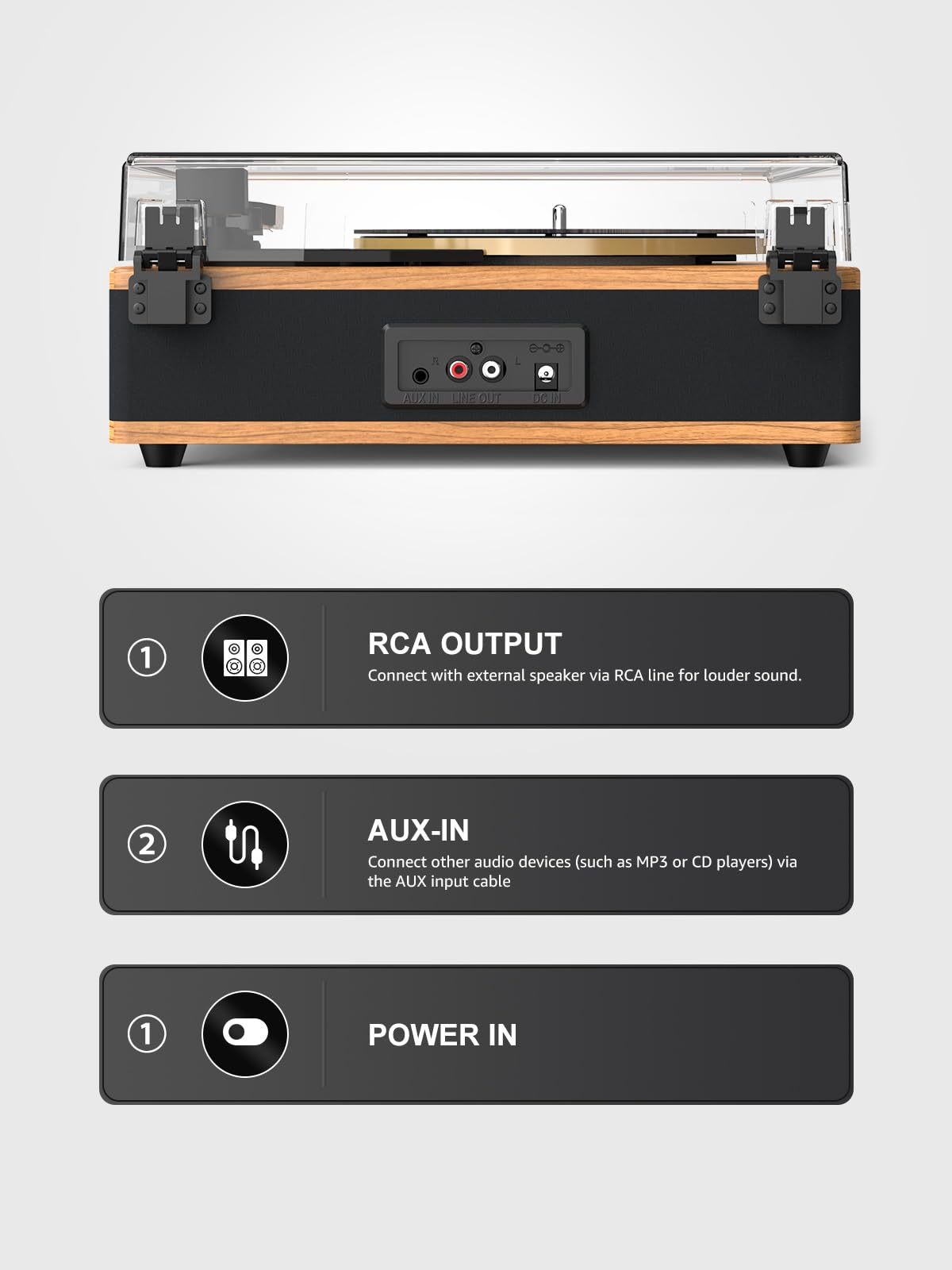 RetroAudio dust cover protecting the turntable while looking stylish