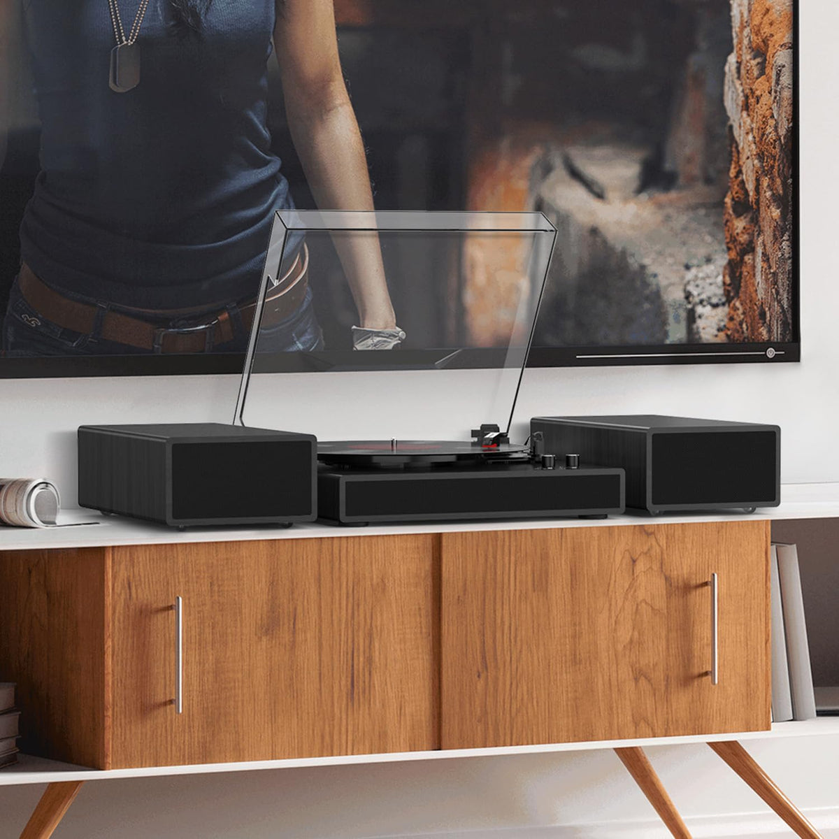 RetroAudio turntable showing Bluetooth connectivity for wireless streaming