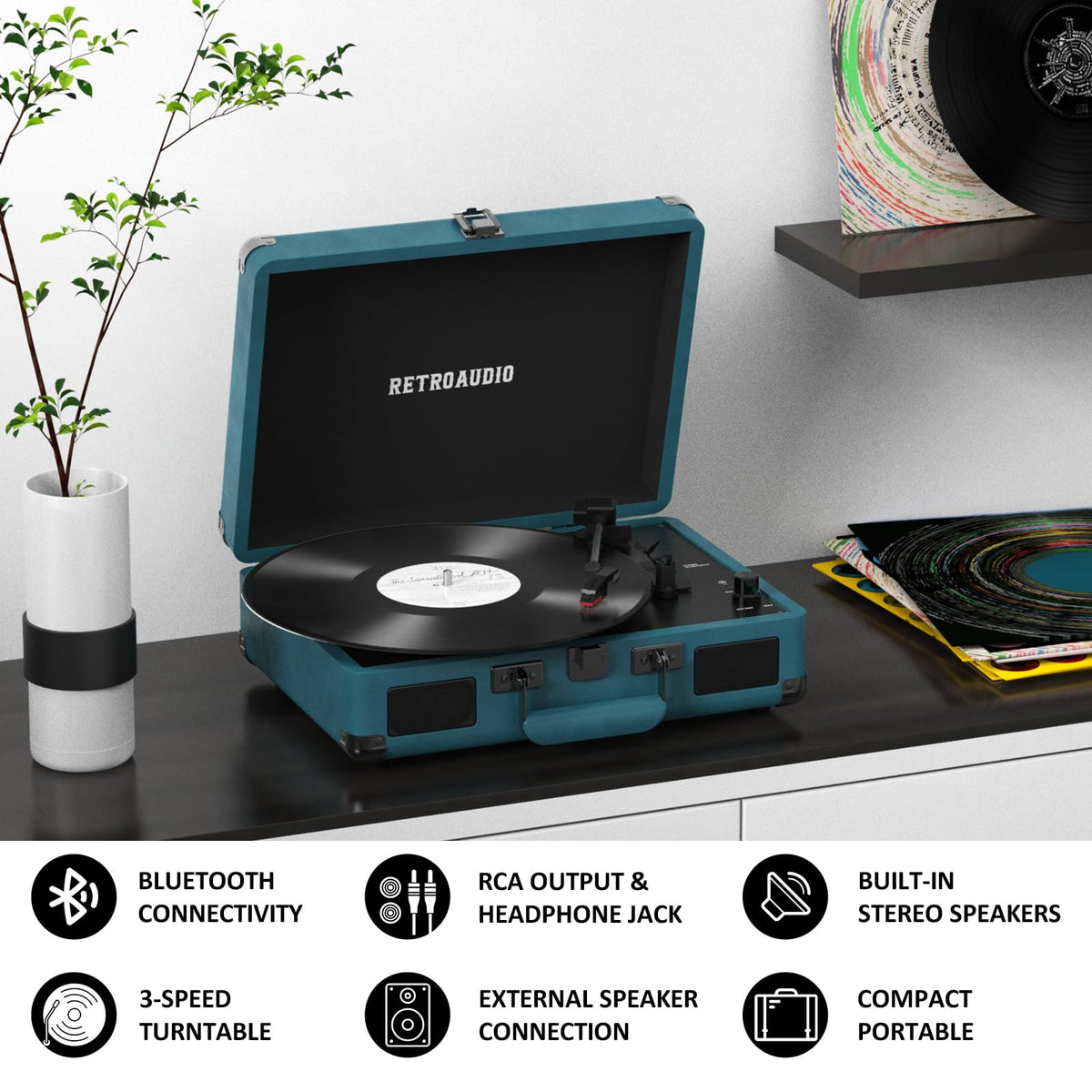 RetroAudio speaker detail and control panel illustrating easy access and clear sound