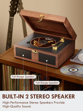 RetroAudio top-loading open with CD visible, easy disc access benefit