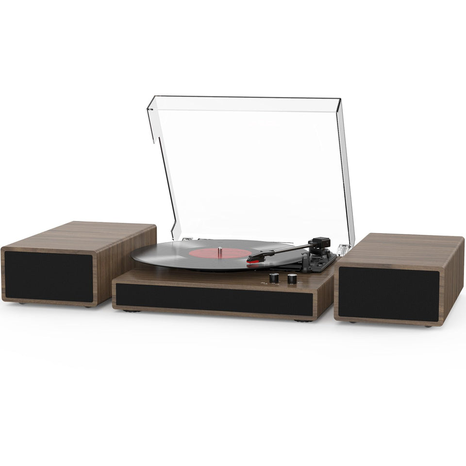 RetroAudio vinyl turntable with dual speakers offers richer, clearer sound