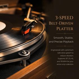 Three speeds ensure compatibility with a wide range of records