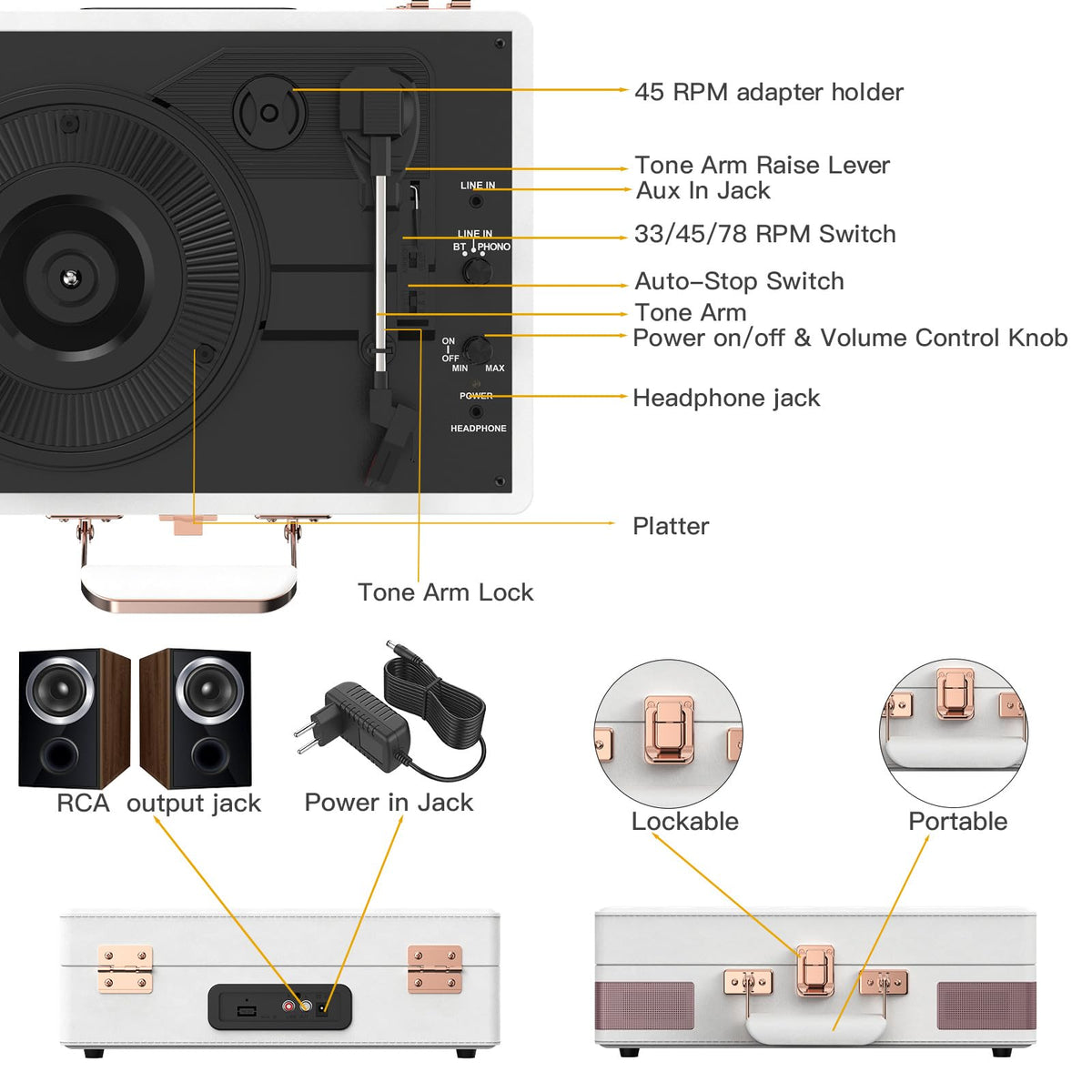 Retrolife belt-driven turntable delivering smooth playback at multiple RPMs