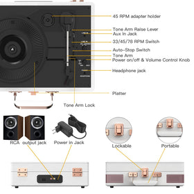 Retrolife belt-driven turntable delivering smooth playback at multiple RPMs