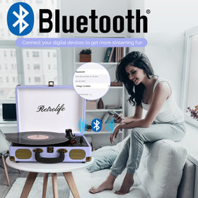 Retrolife turntable with Bluetooth for wireless streaming across the room