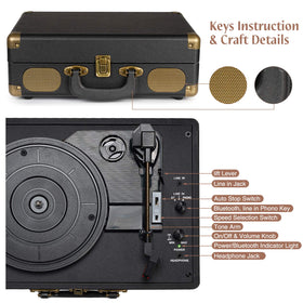 Retrolife built-in speakers on the suitcase for room-filling sound