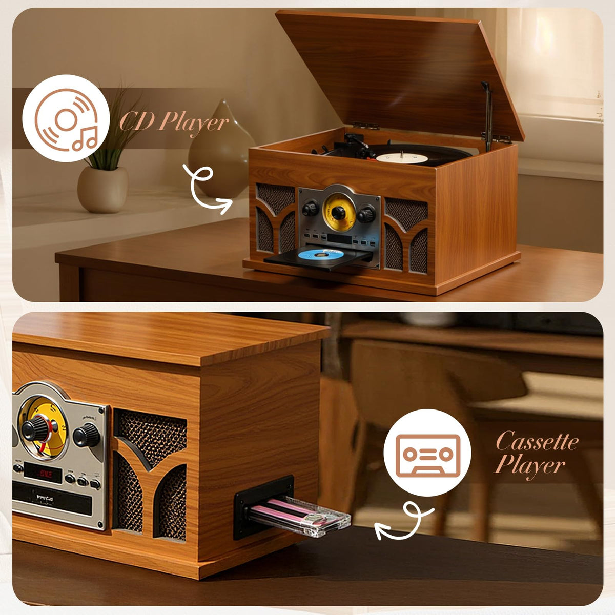 USB playback enables easy access to digital files from a classic cabinet