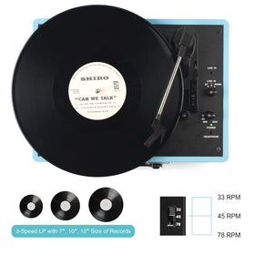 Retrolife open turntable showing platter and tonearm, clear playback setup benefit