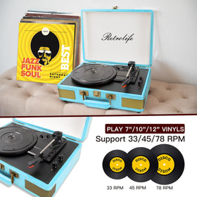 Retrolife platter and tonearm top-down view showing record placement and precise playback